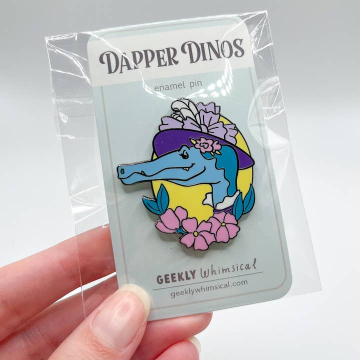 Geekly Whimsical - Wholesale Lapel Pin/Button - Dapper Dinos - Lucinda Spinosaurus Enamel Pin3