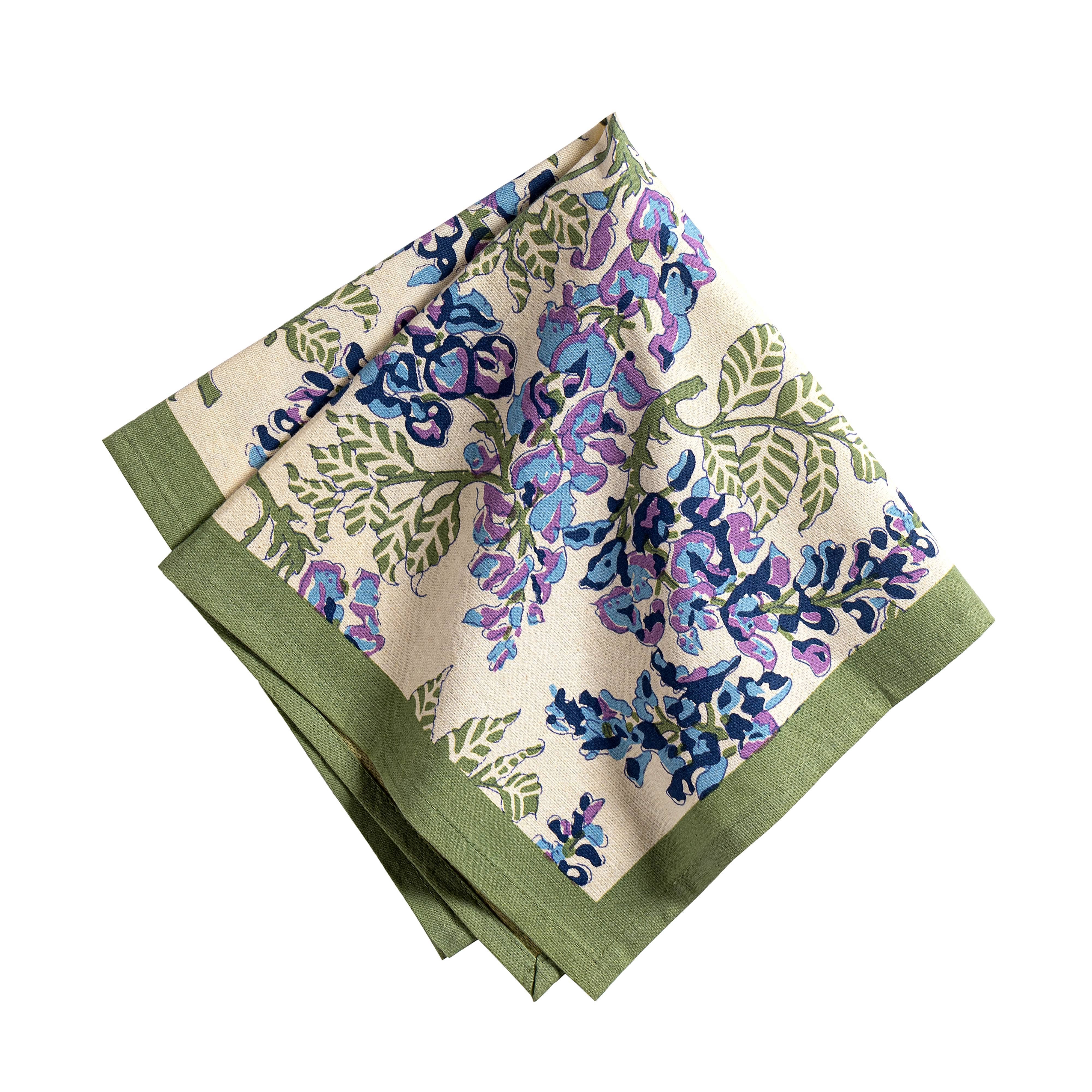 Couleur Nature - Wholesale Dinner & Cloth Napkin - Wisteria Blue & Green | Napkins - Set of 61