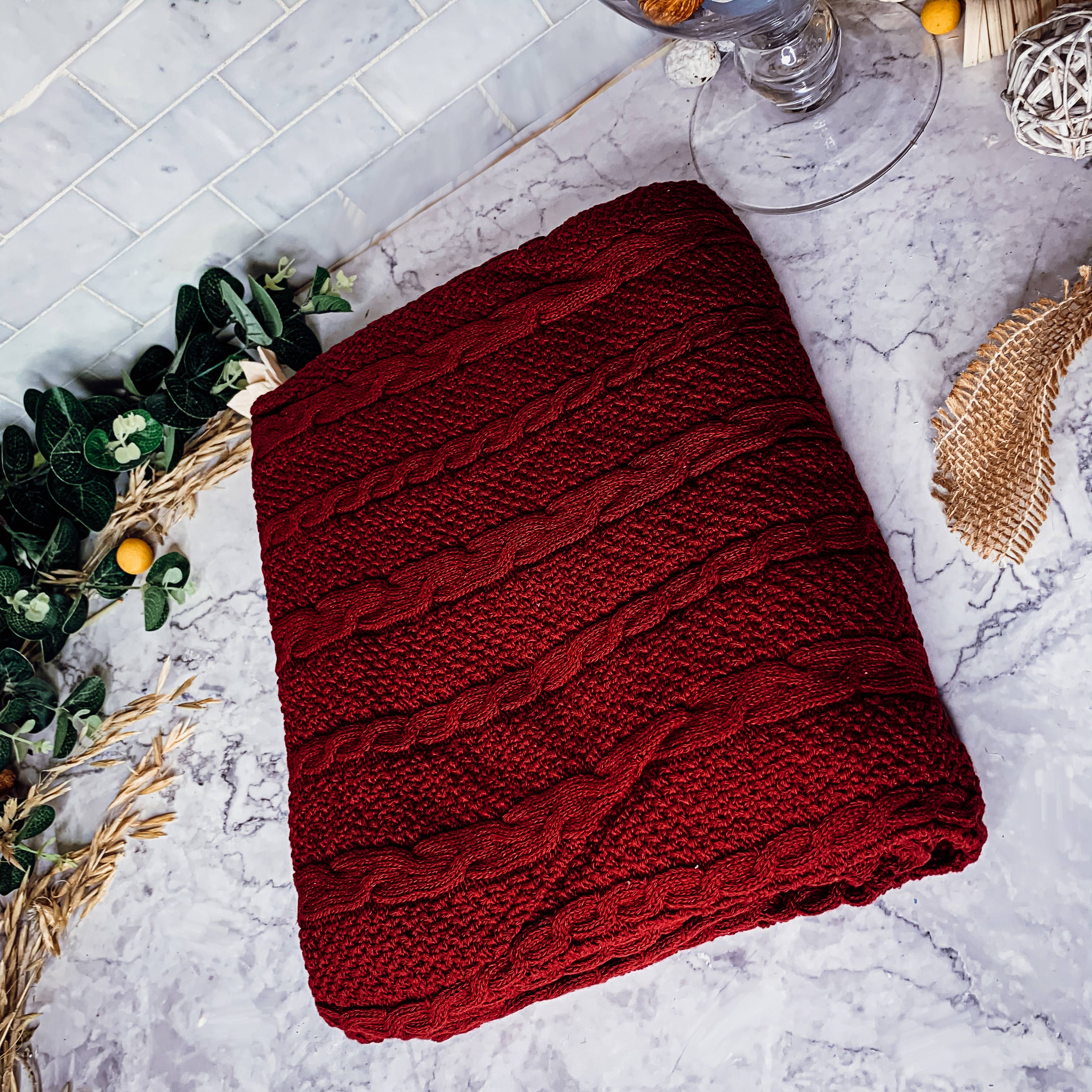 Gia Roma - Wholesale Throw Blanket - Claret Knit Sweater Like Throw Blanket, Plant Fiber & Cotton14