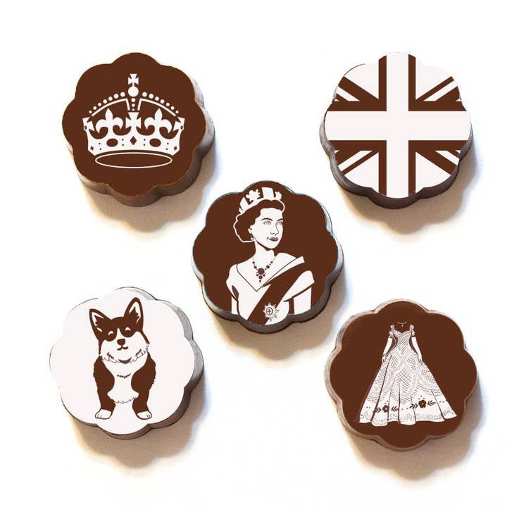 Queen Elizabeth's Platinum Jubilee Chocolate Covered Caramel for wholesale by Chouquette