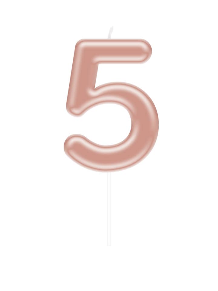 Bougie chiffre or rose - 5 pour la vente par PD Party