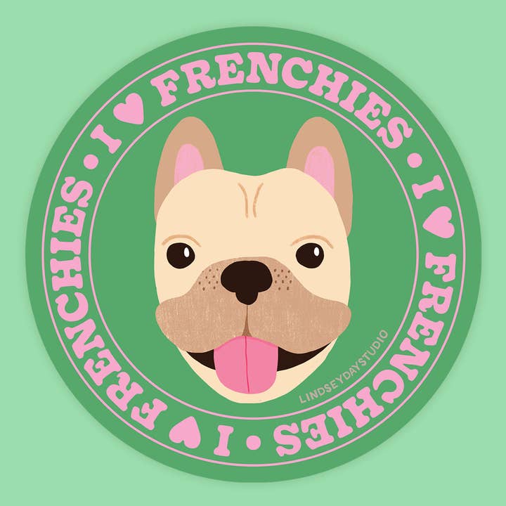 Frenchie Hund Klistermærke, Kæledyr Dyr Bulldog Klistermærke for engroshandel hos Lindsey Day Studio