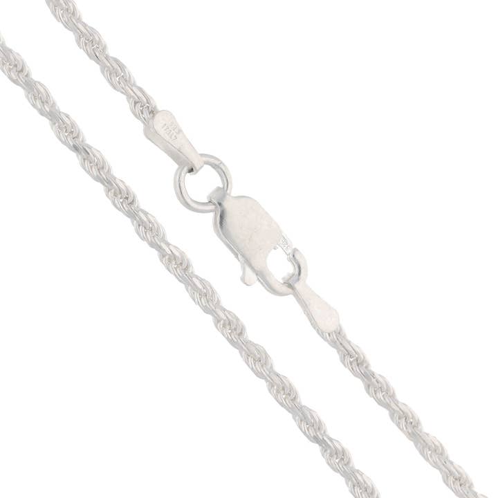 Silver Insanity - Wholesale Link & Chain Necklace - 2mm Sterling Silver Diamond-Cut Rope Chain Necklace