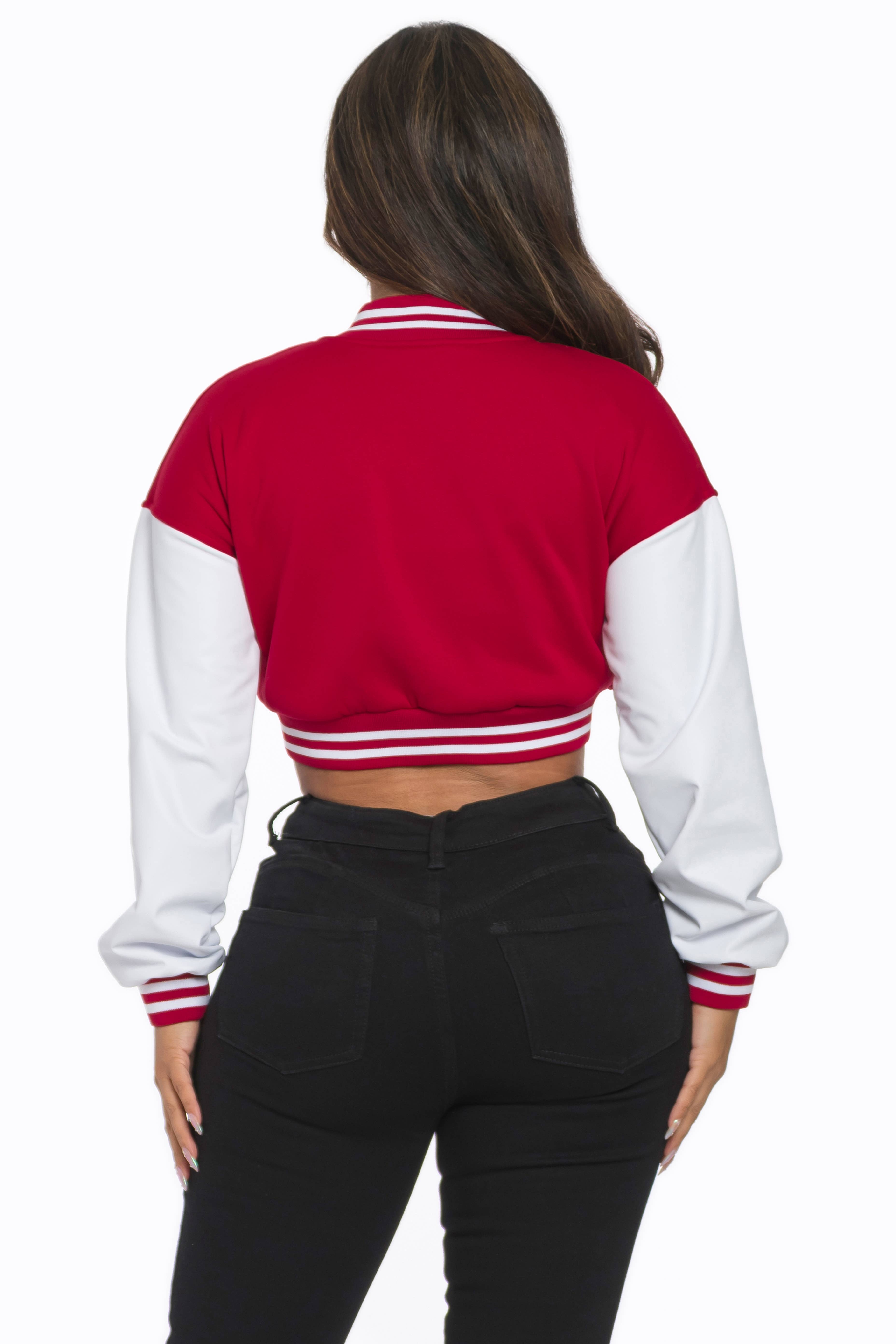 Lime All the Time - Wholesale Varsity/Baseball Jacket - Women's - B Logo Cropped Varsity Jacket19