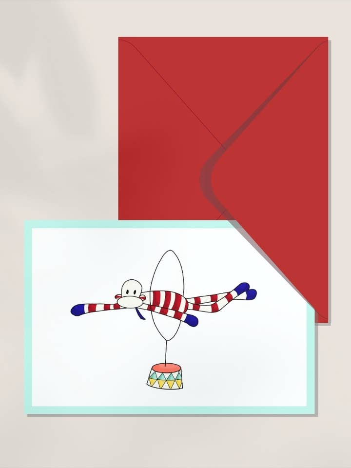 Dubbele kaart - Cirque Cerceau vert voor wholesale door Monsieur Chaussette