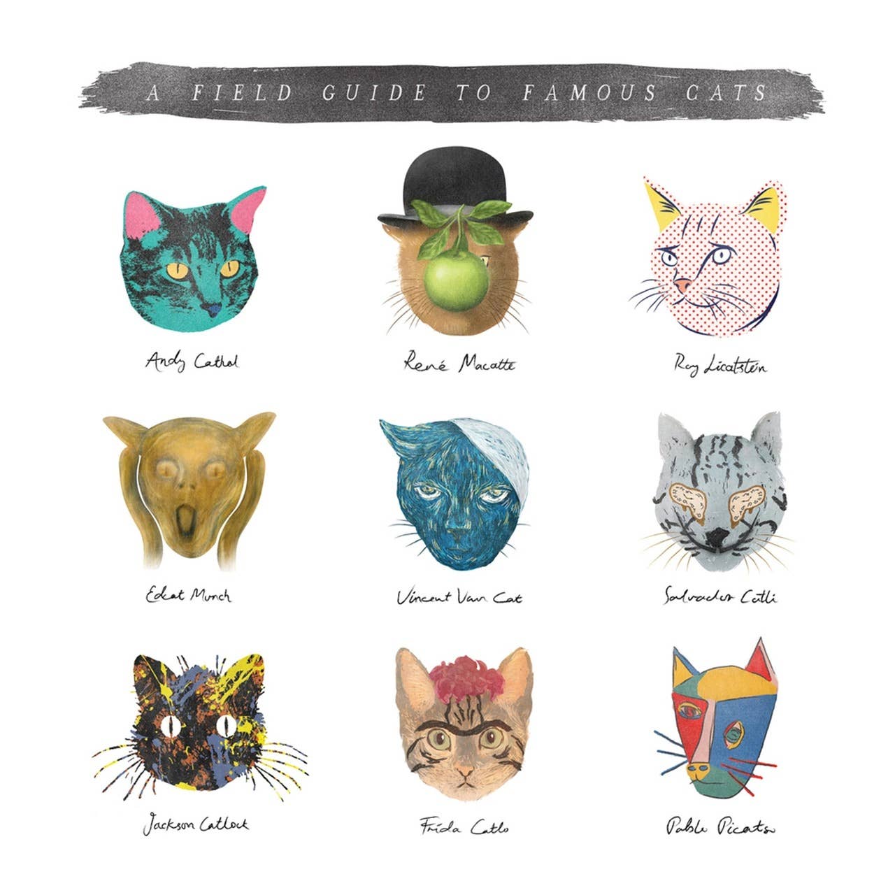 Nelson Line - Wholesale Everyday Greeting Card - Field Guide To Famous Cats - 6x6 Blank Greeting Card0