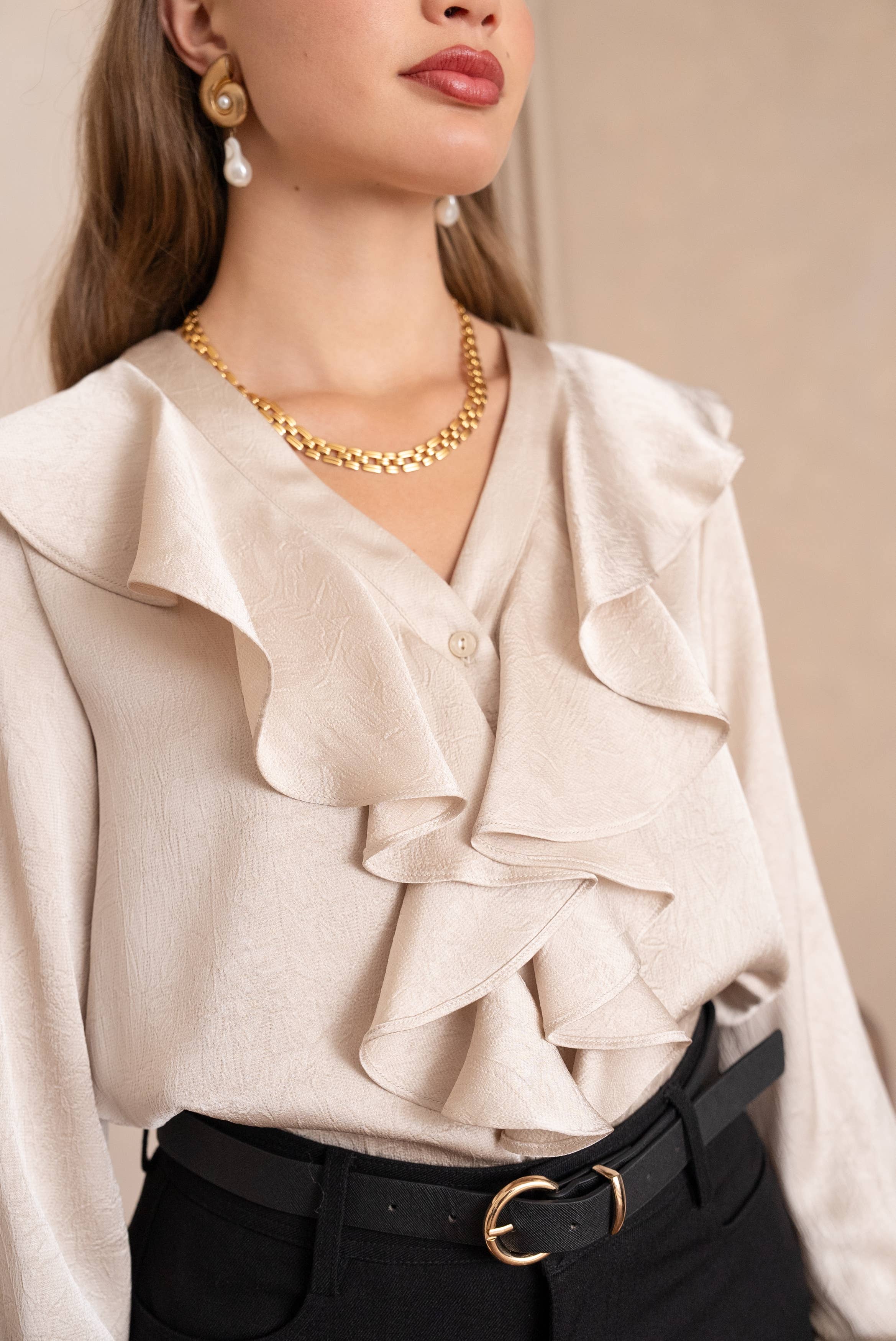 LULUMARY - Wholesale Button Down Shirt - Women's - Ruffled blouse CH35639