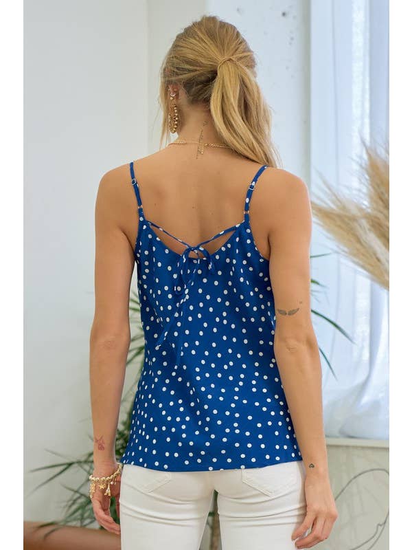 Doe and Rae - Wholesale Camisole - Women's - Polka Dot Cami With Front Cowl - 12075T16