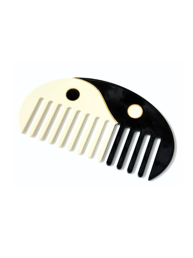Hand-Painted Yin Yan Acetate Hair Comb for wholesale by Solar Eclipse