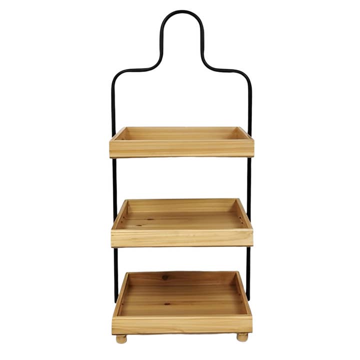 VIP Home & Garden - Wholesale Decorative Tray - VIP Iron 29.5 in. Brown 3 Tier Wood Tray Stand