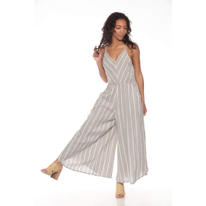 Lakhays Collection Inc. - Wholesale Jumpsuit - Women's - Stripe Plazzo Overall
