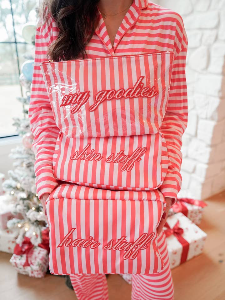 KENZKUSTOMZ - Wholesale Sleepwear Set - Women's - Pink & Red Stripes - Long Pajama Set13