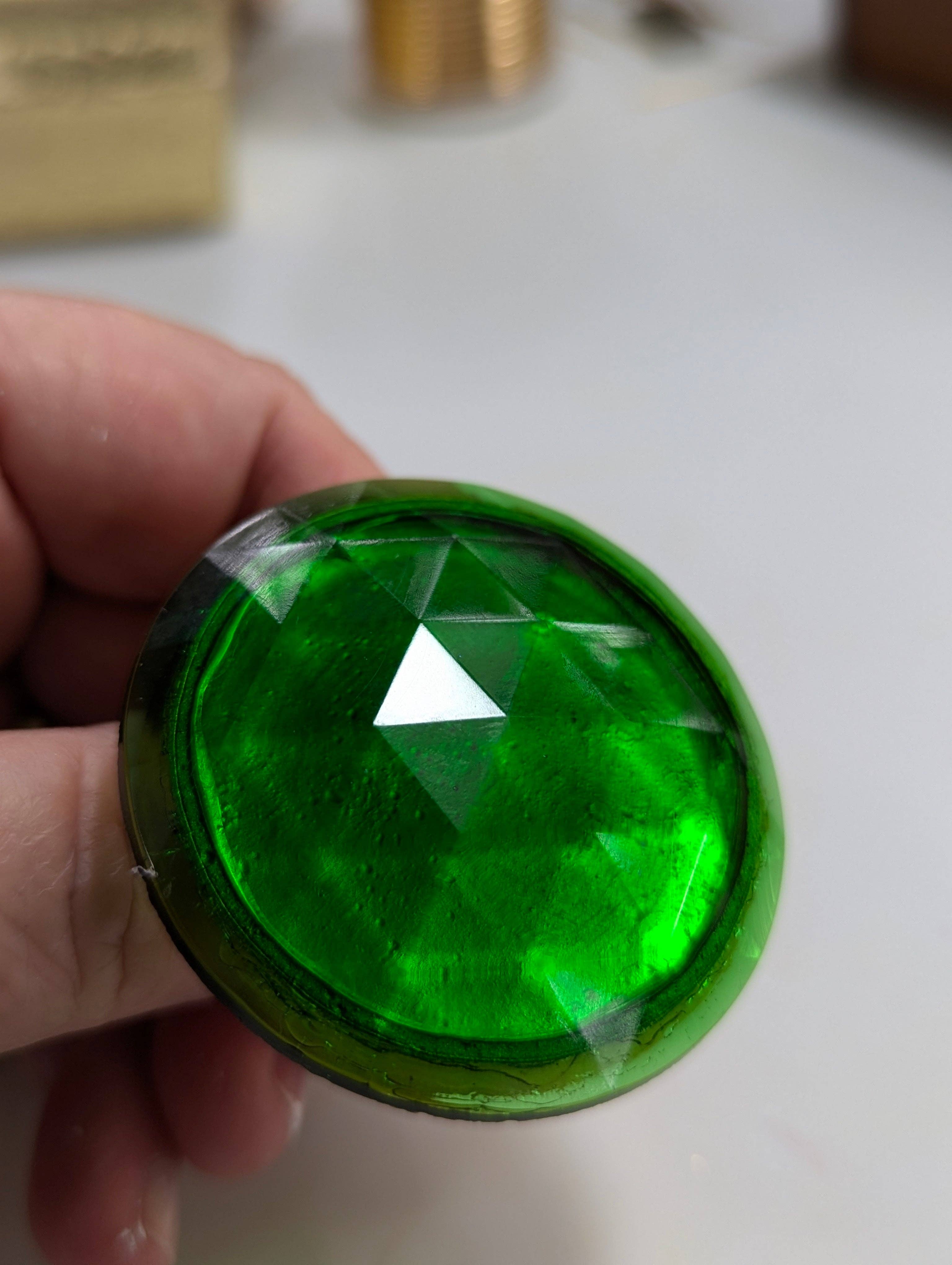 Gay Isber Designs - Wholesale Cocktail/Statement Ring - Jumbo Vintage Green-Faceted Stone Ring - Unisex, Adjustable Gold-Plated Base - Free Shipping in the US1