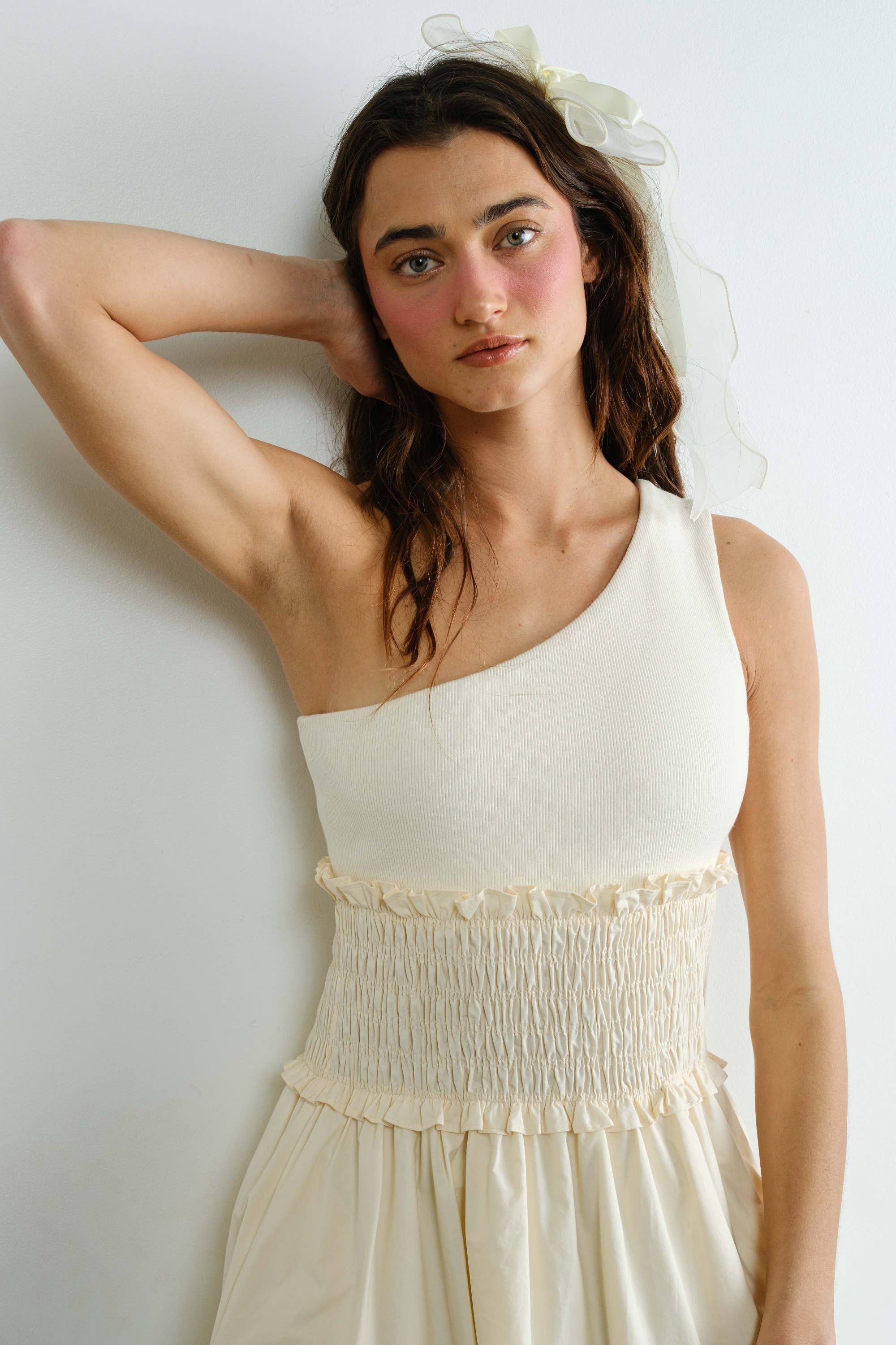 Creamon - Wholesale Dress – Women's - One Shoulder Poplin Maxi Dress6