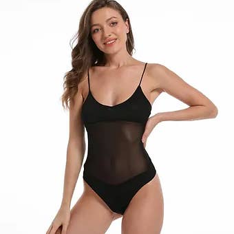 Revyl and Rav - Wholesale One Piece Swimsuit - Women's - Tan Through Swimsuit - Two-Toned