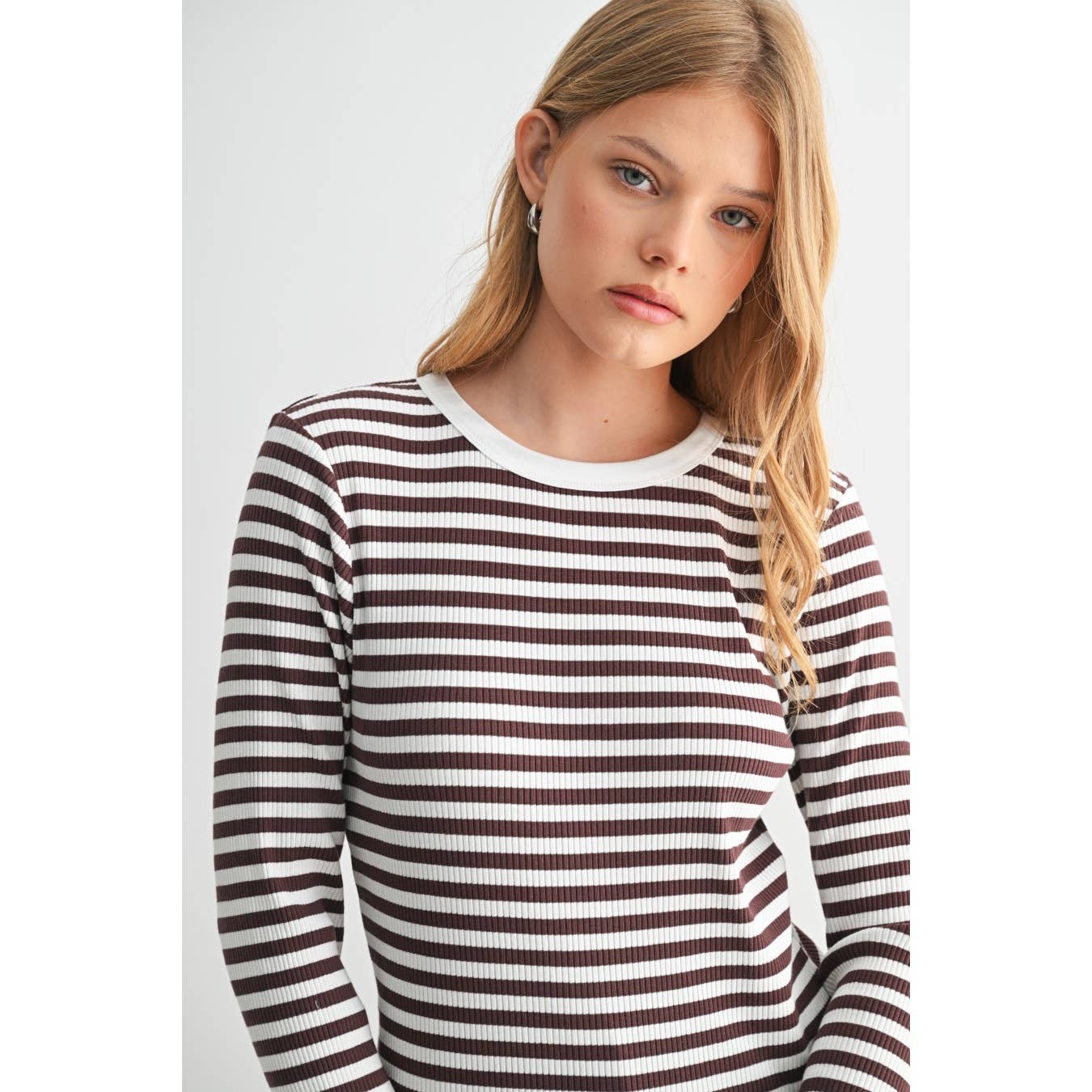 FUN2FUN – Top de malha - Mulher por atacado – TOP DE MALHA DE MANGA COMPRIDA A RISCAS32