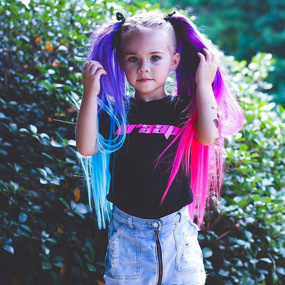 Magic Manes – Engroshandel Hårforlængelse – Jellybean lilla og Aqua lige hestehale hårforlængelse2