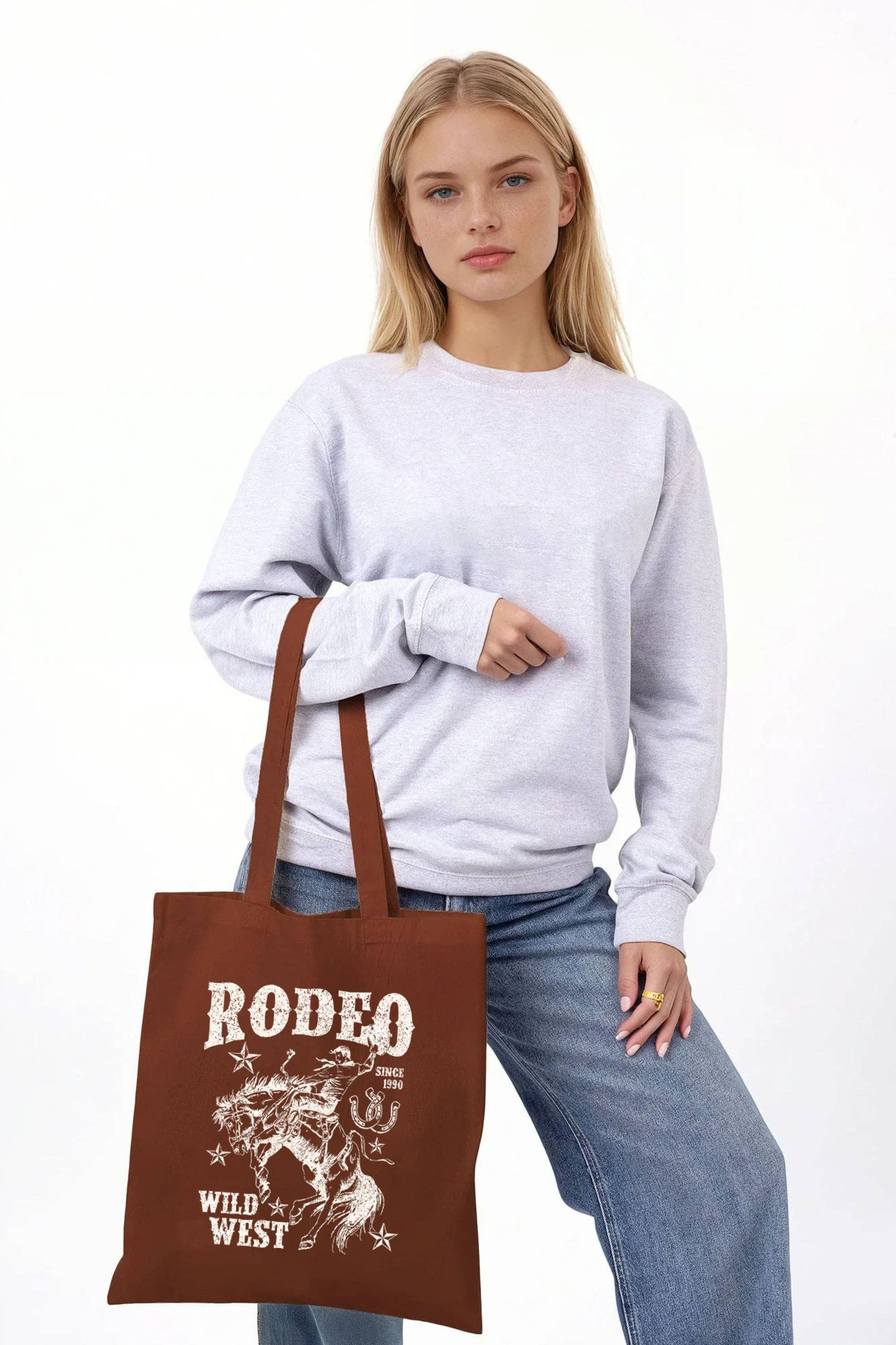 Missi Clothing – wholesale Tote bag – Women's – Rodeo Wild West Printed Cotton Tote Bag0