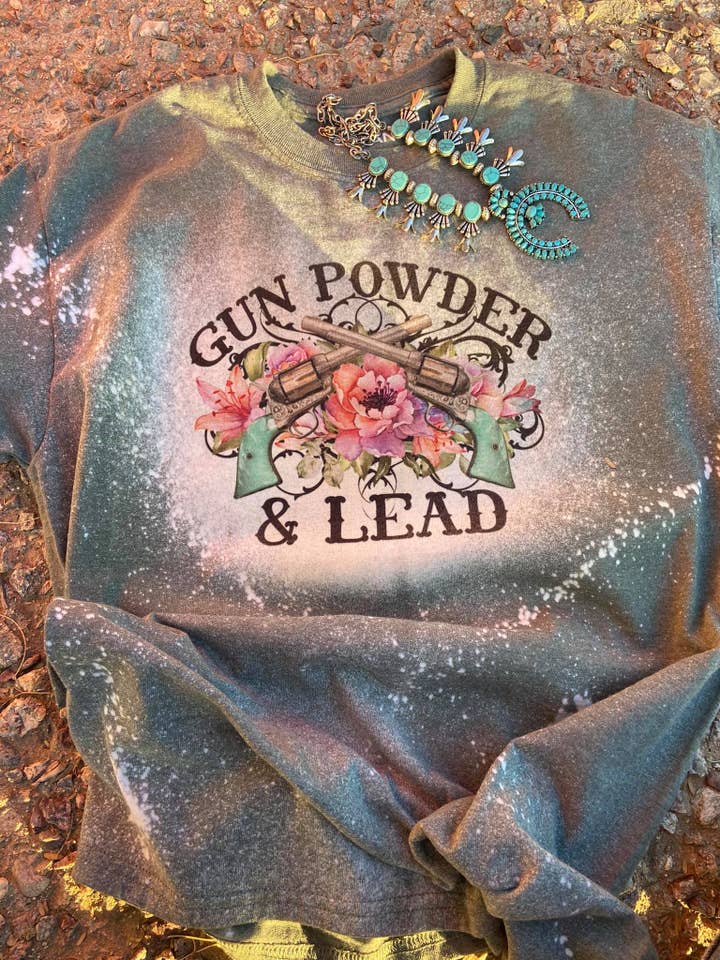 Powder and Lead Western Graphic Tee | Rodeo Tee for wholesale by Rowdy Rowels