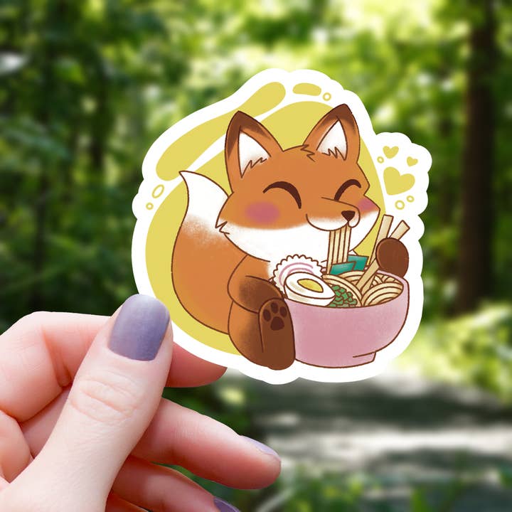 Mimic Gaming Co - Wholesale Sticker - Fox Eating Bowl of Ramen Sticker - 3"