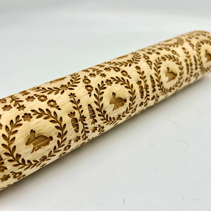 Rolo de Massa Gravado com Coelhos e Cenouras Gravado por atacado de Sweet Rolling Pins