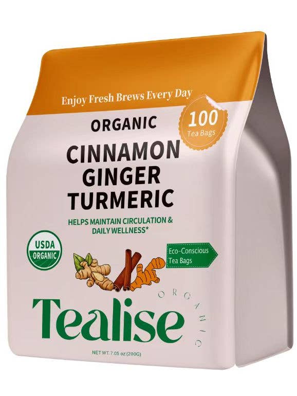 (100 Tea Bags) Organic Cinnamon Ginger Turmeric for wholesale by Tealise