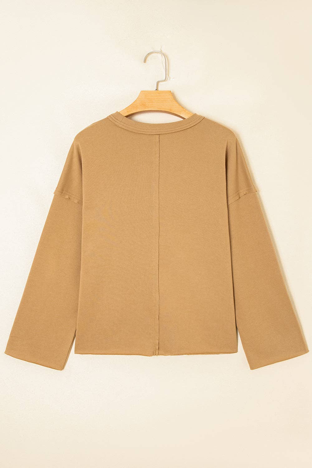 Straw Yellow Heart Stitch Reverse Seam Mineral Wash Sweatshirt for wholesale on Faire6