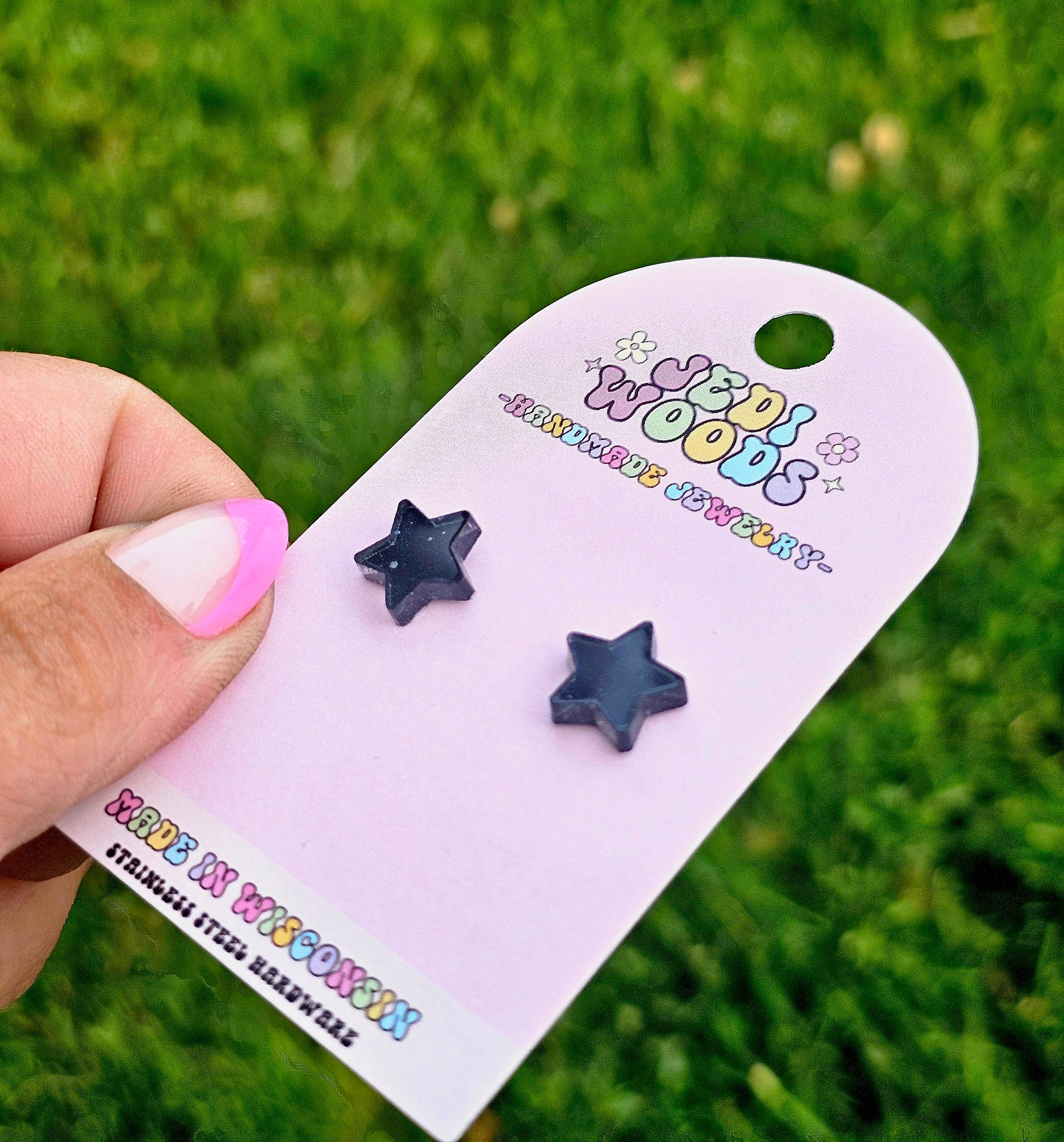 Jedi Woods LLC - Wholesale Stud/Post Earrings - Galaxy Blue and Black Star Stud Earrings1