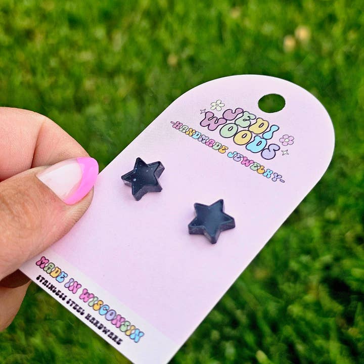 Jedi Woods LLC - Wholesale Stud/Post Earrings - Galaxy Blue and Black Star Stud Earrings1