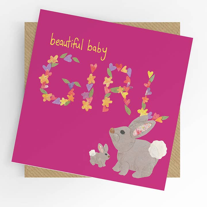 Cartão de Bebé Menina, Novo bebé, bebé menina, COELHO por atacado de Under the Willow Tree
