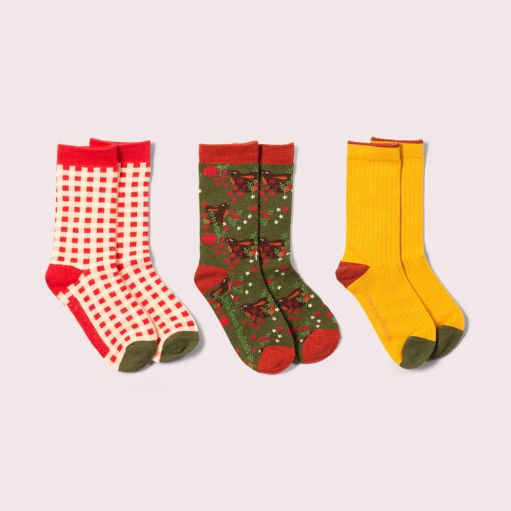 Lot de 3 paires de chaussettes basses Lapins d'hiver pour la vente par Little Green Radicals