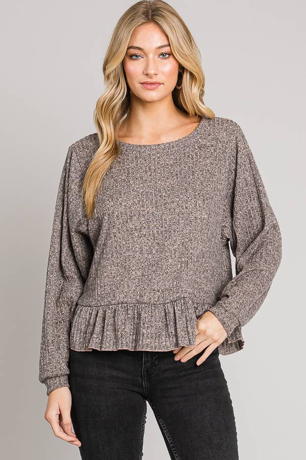 Cerule - Vendita all'ingrosso Top in maglia - Donna - Top a maniche lunghe con orlo increspato10