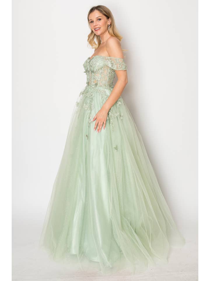 Chicas - Wholesale Dress – Women's - Off the Shoulder Dress With Butterflies C3503