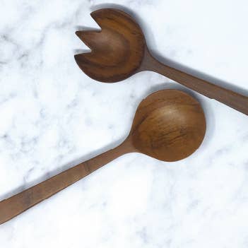 TEAK IT EASY™ Teak Salad Serving Set S/2 12.5" for wholesale by Ventures Int'l Products Inc.