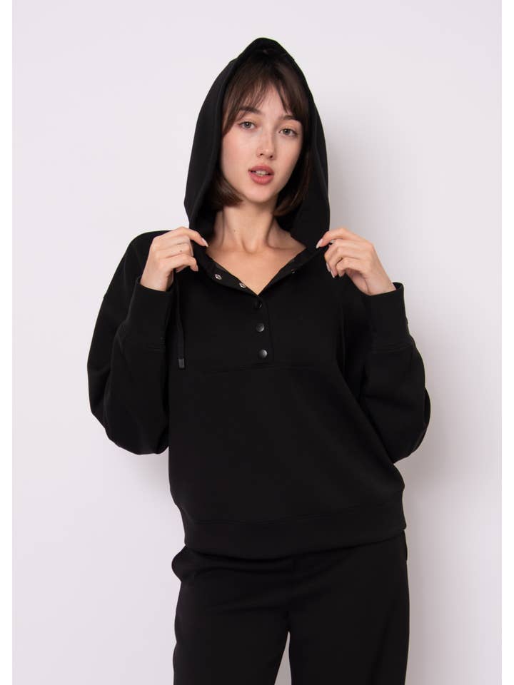 RD Style - Wholesale Hoodie - Women's - SALLIE SOFT KNIT LS SNAP FRONT HOODIE-77T247S6