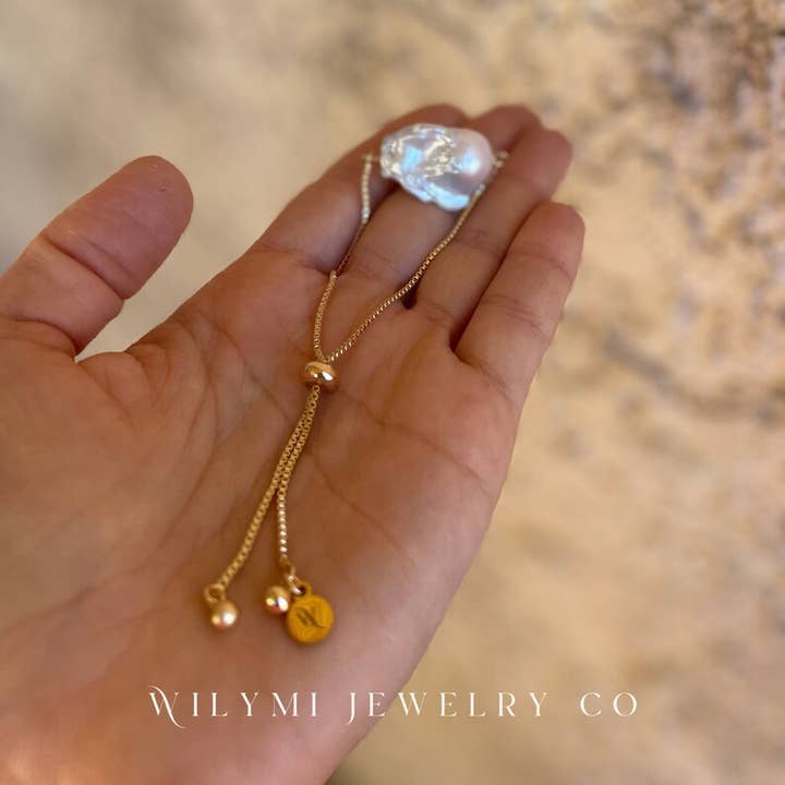 WILYMI Jewelry Co - Wholesale Beaded Bracelet - CLARITY SOLO White Baroque Pearl Slider Bracelet | GF