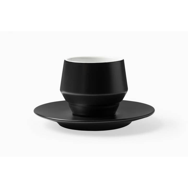 Conjunto de 4 Xícaras e Pires Maniko Dupla Parede Preto Fosco 300 ml por atacado de Jaspers Tabletop