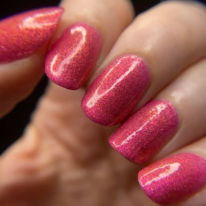 Atomic Polish - Wholesale Nail Polish - Glucose Pink Nail Polish with Silver Glitter8