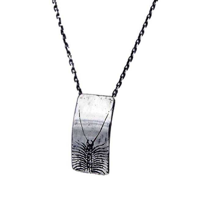 Metal Cloth & Wood - Wholesale Pendant/Charm Necklace - Handmade Sterling Silver House Centipede Insect Necklace