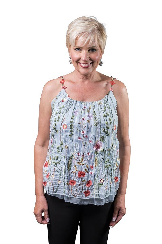 TINA Stephens Italy/Tees By Tina – wholesale Camisole – Dam – Maria Silk Broderad Trädgård Cami (BT202)13