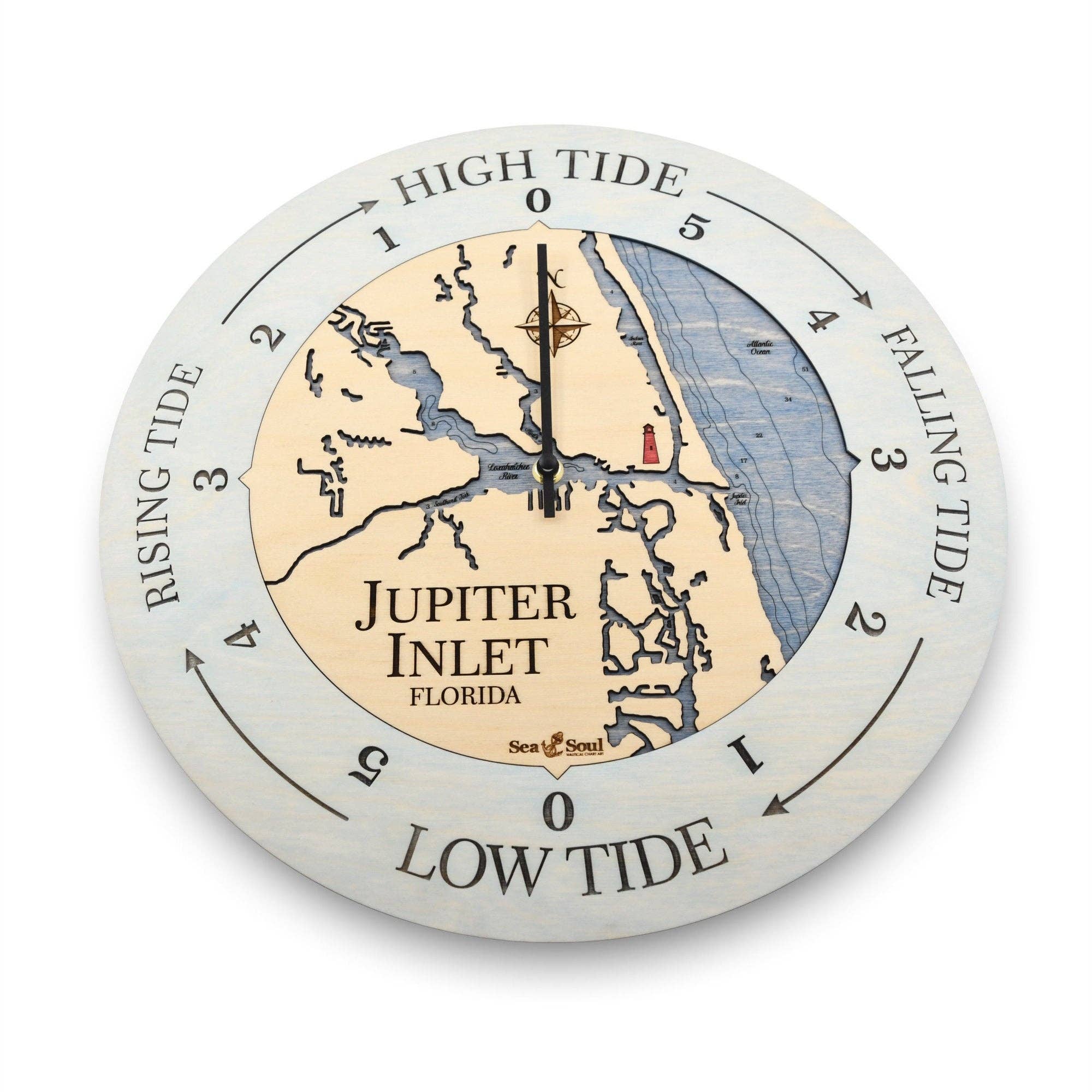 Sea & Soul Nautical Chart Art - Wholesale Wall Clock - Florida East Coast Nautical Chart Tide Clock-Many Locations42
