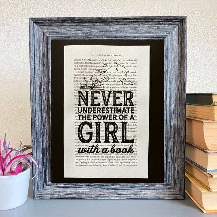 RBG: Never Underestimate a Girl with a Book for wholesale by Book Page Art