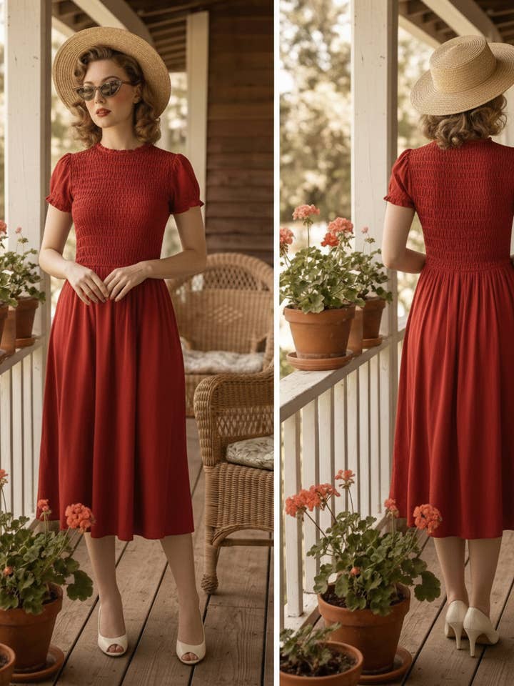 Robe Midi en Cambric de Coton Simmi pour la vente par Timeless London