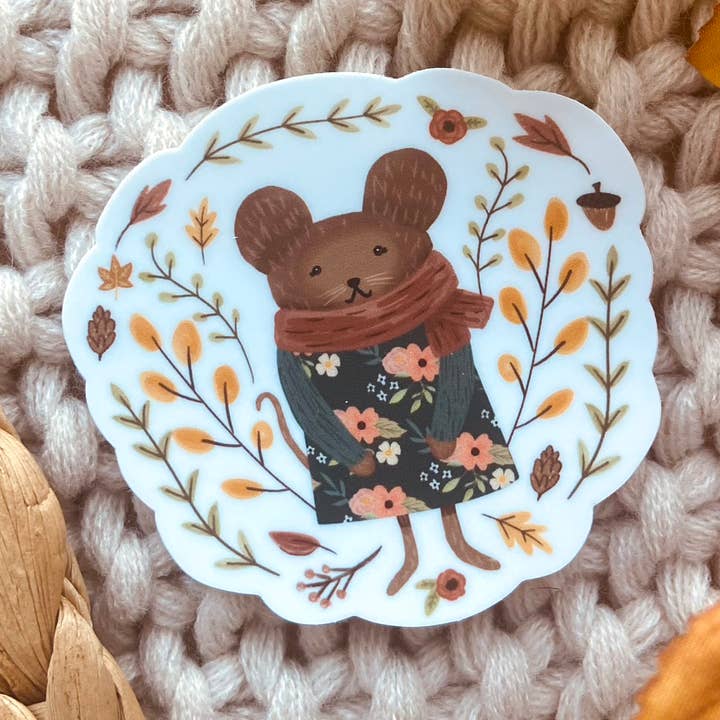 Woodland Mouse Sticker for wholesale by Makerie Day
