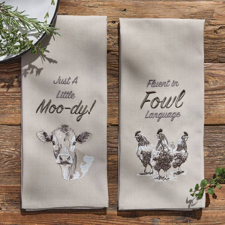 Park Designs - Wholesale Tea Towel - Fluent In Fowl Language Embroidered Dishtowel1