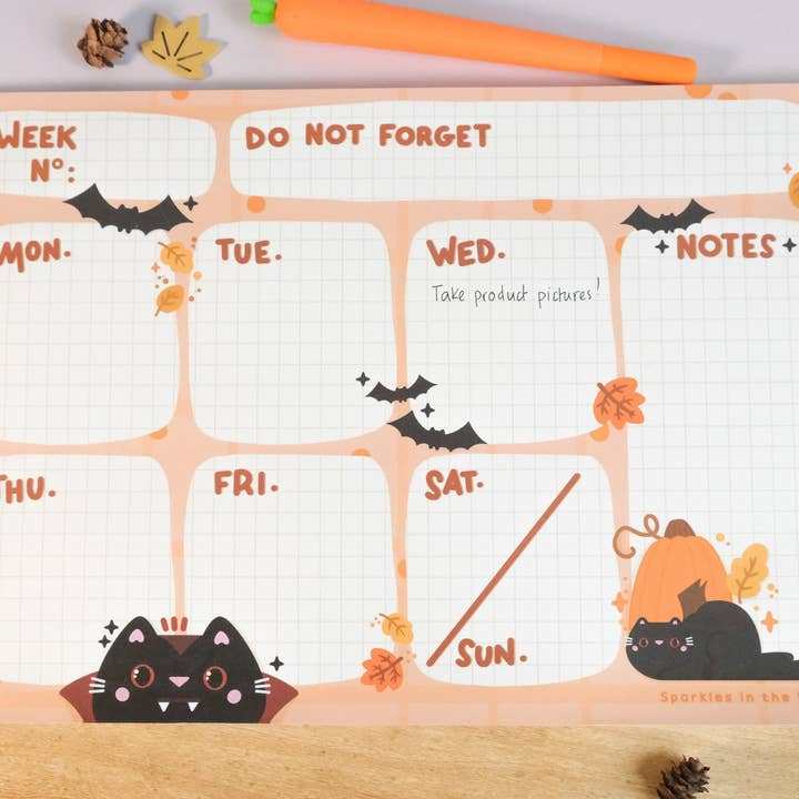 Planificador semanal A4 para Halloween y la temporada de calabazas para venta al por mayor de Sparkles in the Wild