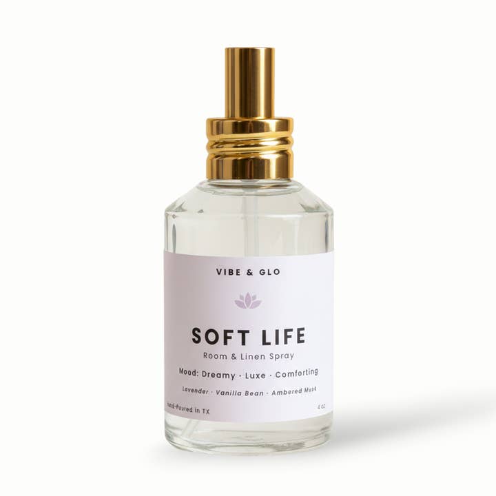 Soft Life - Lavender Vanilla Room & Linen Spray for wholesale by Vibe & Glo Candle Studio