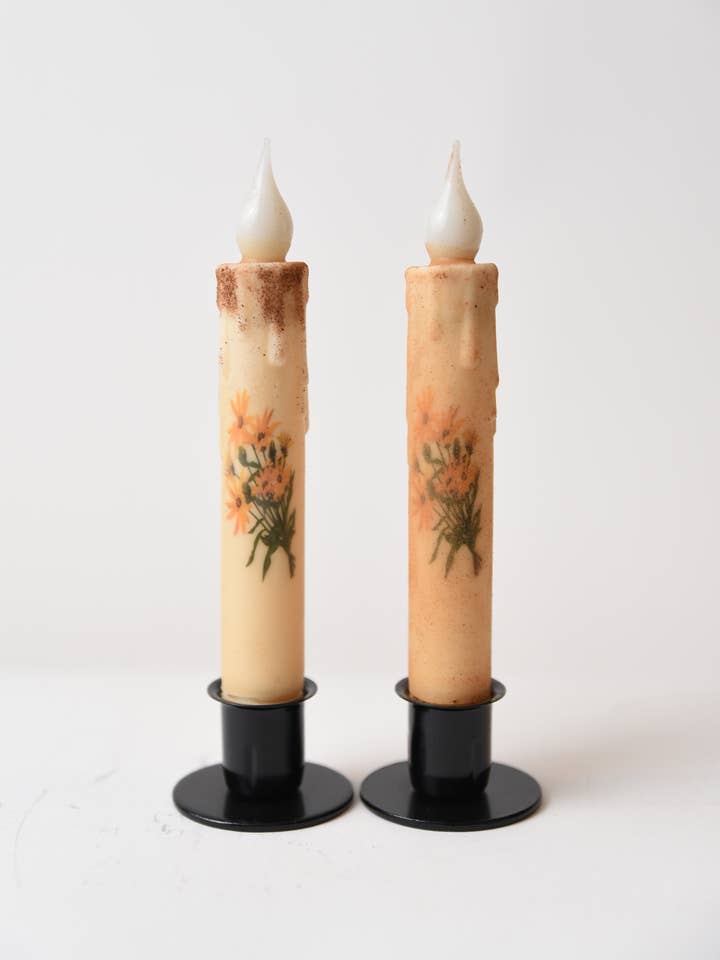 Black Eyed Susan Bunch LED Timer Taper Candle for wholesale by LMS Wholesale