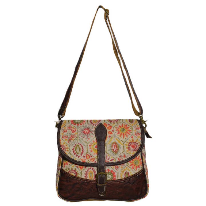 Bolsa de ombro Miko para mulher em lona e couro por atacado de Hopofly Bags