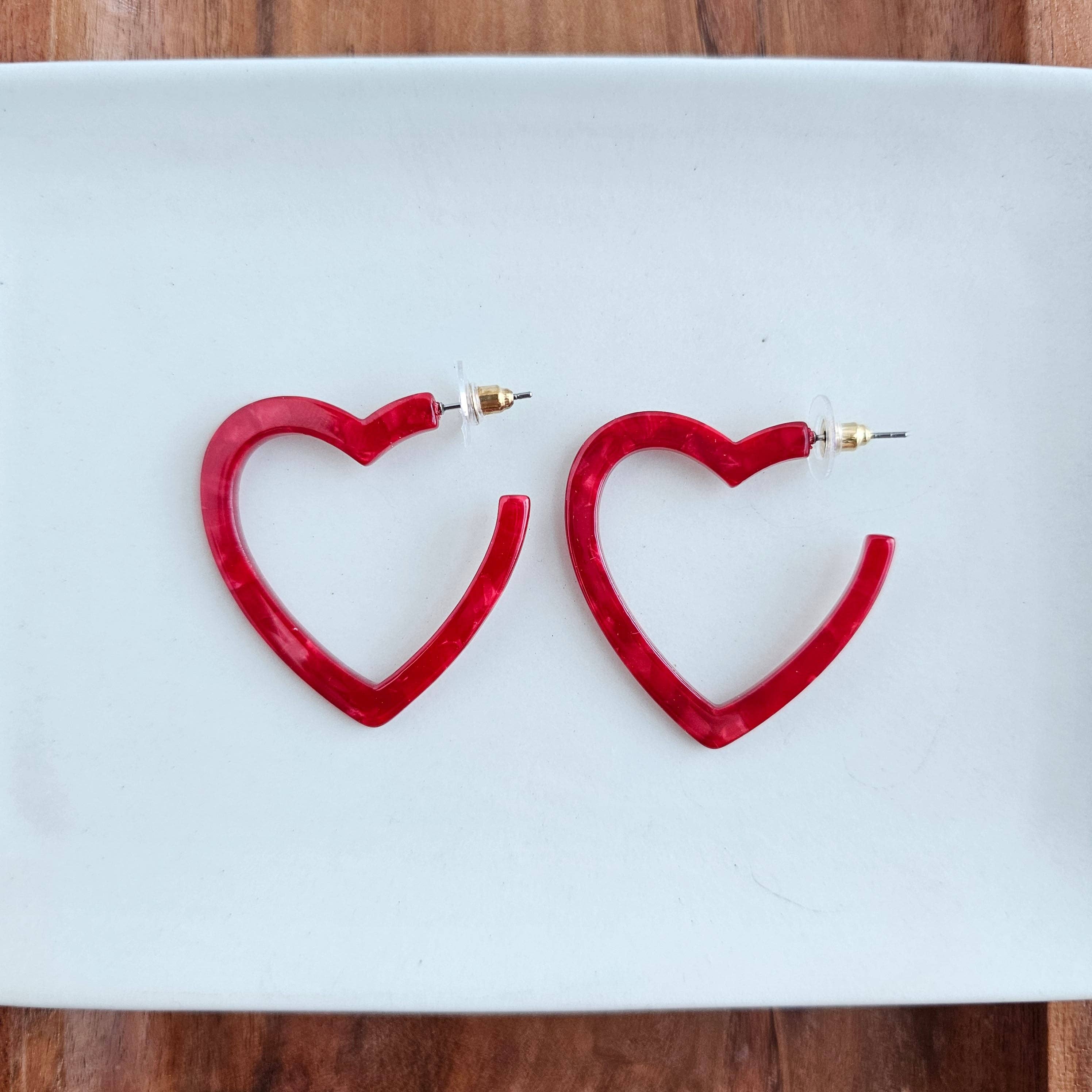 Spiffy & Splendid - Wholesale Hoop Earrings - Heart Hoops - Red // Jewelry, Earrings, Valentines